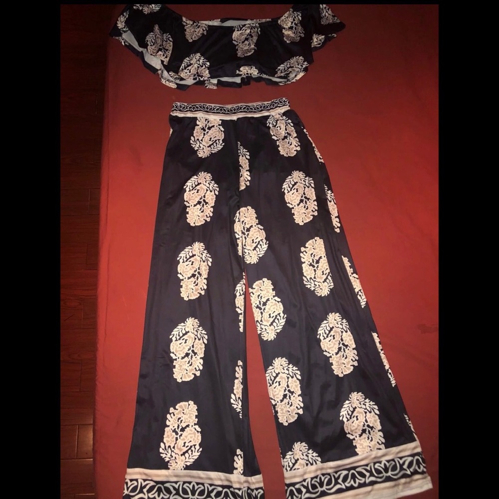 High Waisted Pants And Crop Top Set